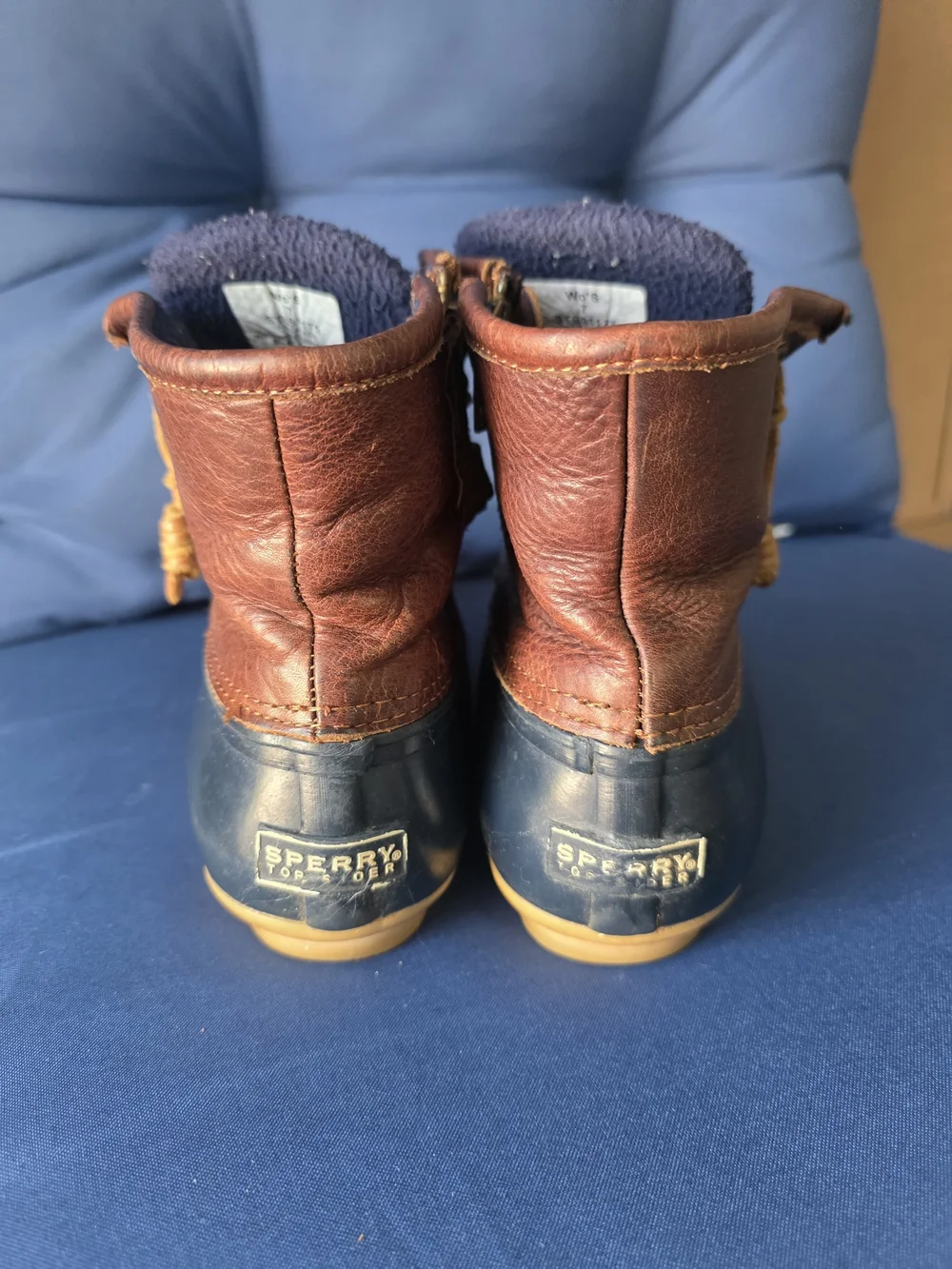 Sperry Saltwater Duck Boots STS91175 Brown Navy Waterproof Outdoor Women’s 7